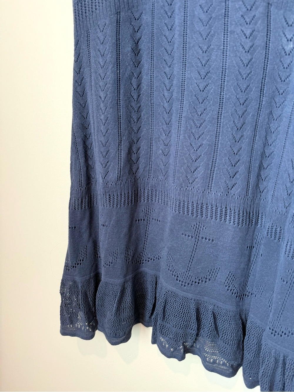Lilly Pulitzer Pointelle Knit Navy Blue Sweater Dress Knit Flutter Sleeve Scoop - Picture 4 of 4